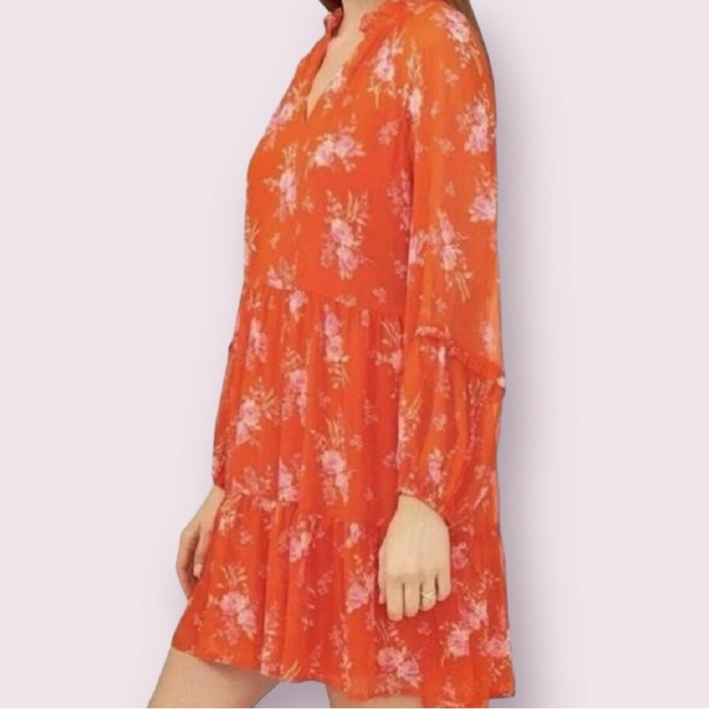 Vince Camuto Orange Floral Dress Women's
LARGE Lightweight Fashion Dress - Picture 3 of 8
